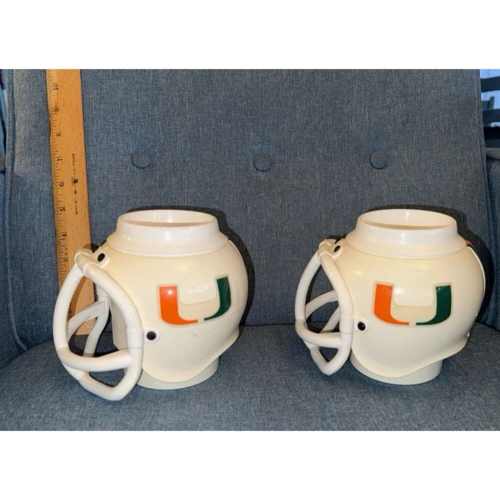 Rare  LOT OF 2 Vintage University of Miami UM Helmet Cup
